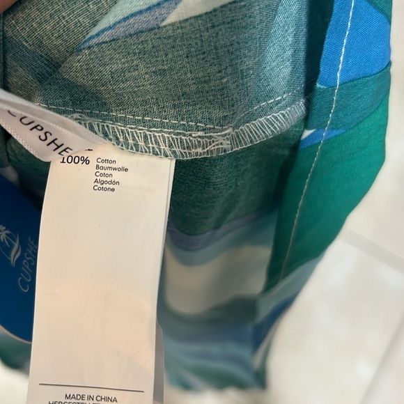Cupshe NWT teal blue green white striped midi sundress, tie front, feminine, XS - Picture 12 of 12
